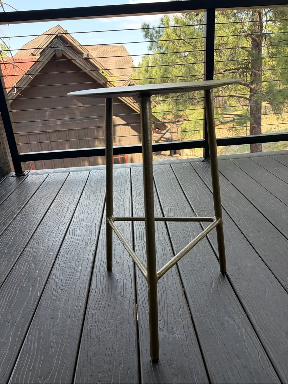 Pottery Barn “Briar” Metal Indoor/Outdoor Accent Table, Antique Brass, 22”Hx14”W